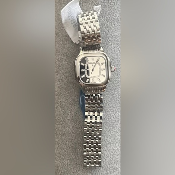 Michele Meggie Diamond Silver Stainless Steel Watch New $1595 - Picture 11 of 15